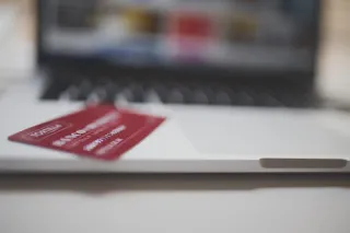 A payment card used at checkout