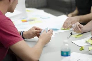 A team discussing a business decision