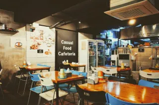 The interior of a food service business