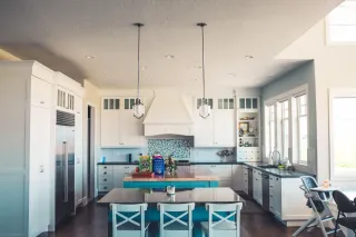 A household kitchen with major appliances